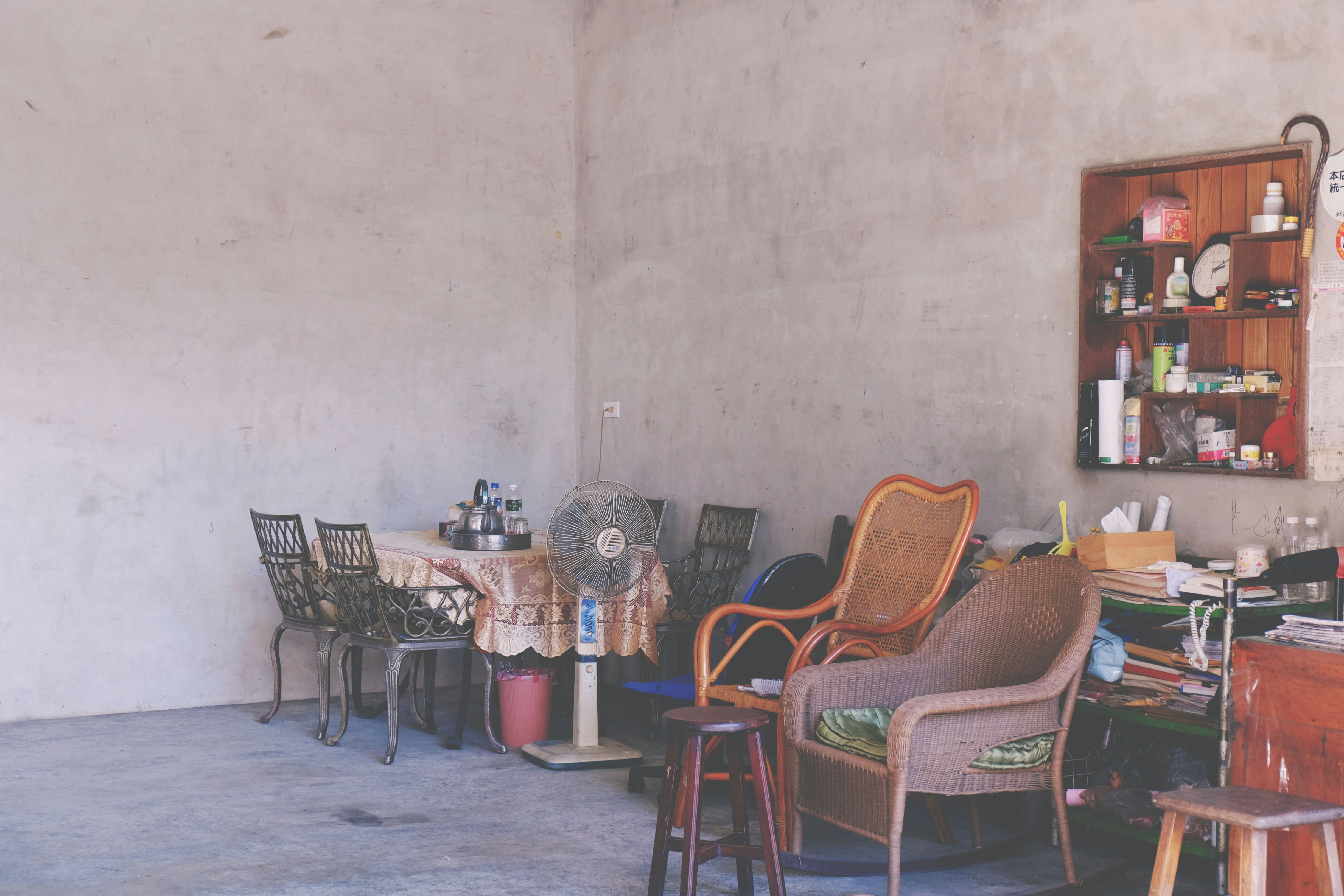 brown wooden stool chair